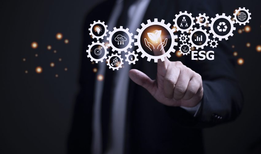 ESG Environment social governance investment business concept on screen.